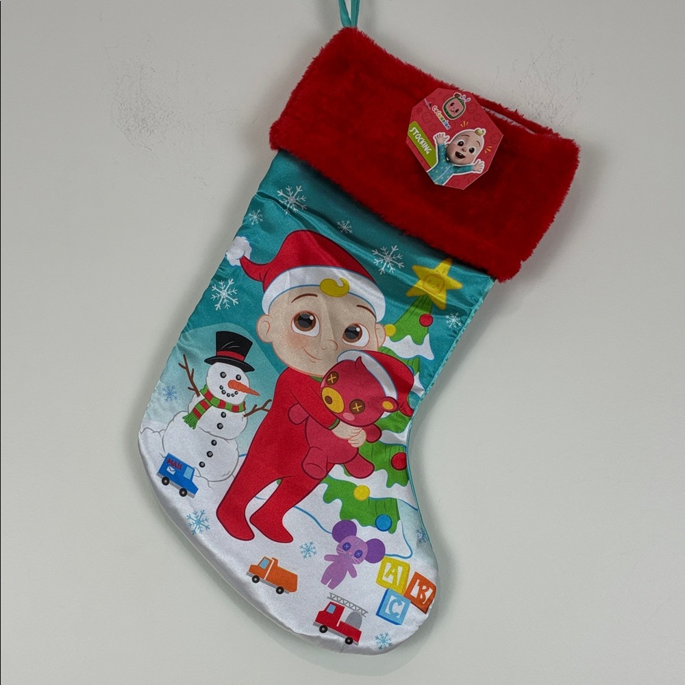 NWT Cocomelon JJ Kids Christmas Stocking Red Santa Bear Snowman Holiday Decor